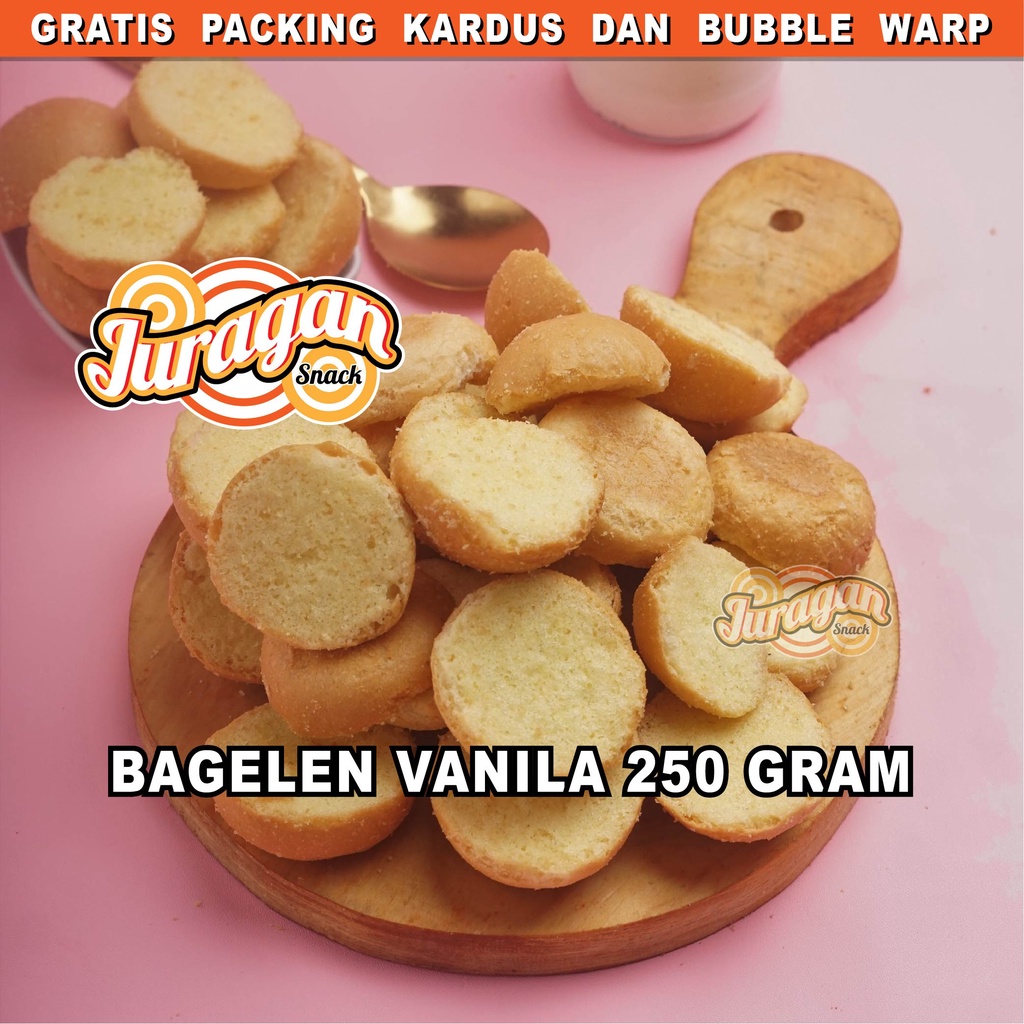 

ROTI KERING BAGELEN VANILLA 250 gram snack kiloan makanan ringan jajanan cemilan camilan manis murah