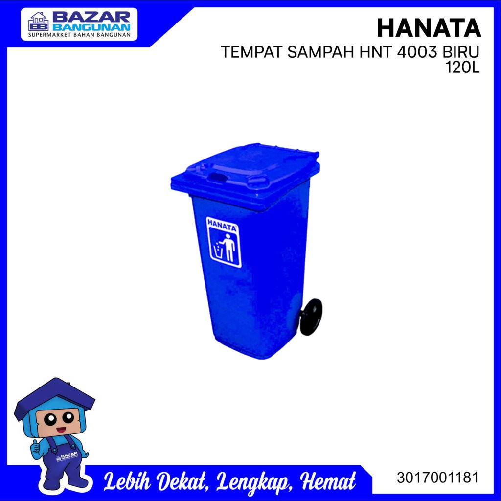 Hanata - Tong Tempat Sampah Dustbin Roda Gerobak Hnt 4003 Hnt4003 Biru
