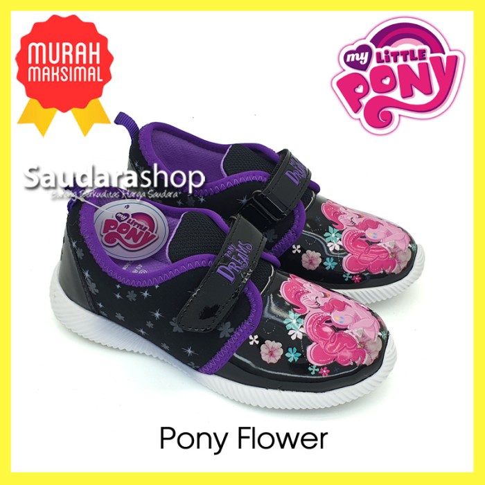 Sepatu Little Pony PONYFLOWER Hitam Ungu / Sepatu Sekolah Little Pony