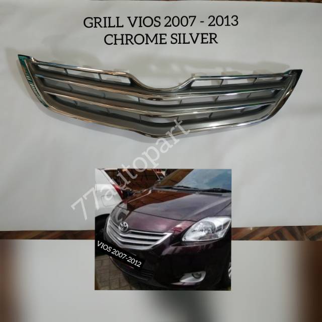 Grill rambang vios 2007 2012 gen 2 chrome silver