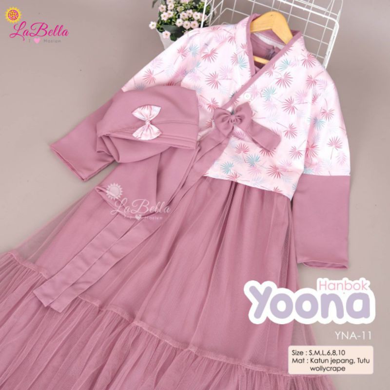 Gamis Anak Labella Yoona Purple dusty hanbook hanbok hambok ORI 1 2 3 tahun balita