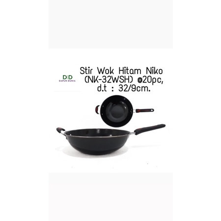 Wajan hitam niko stirwok 32cm / wok 34cm