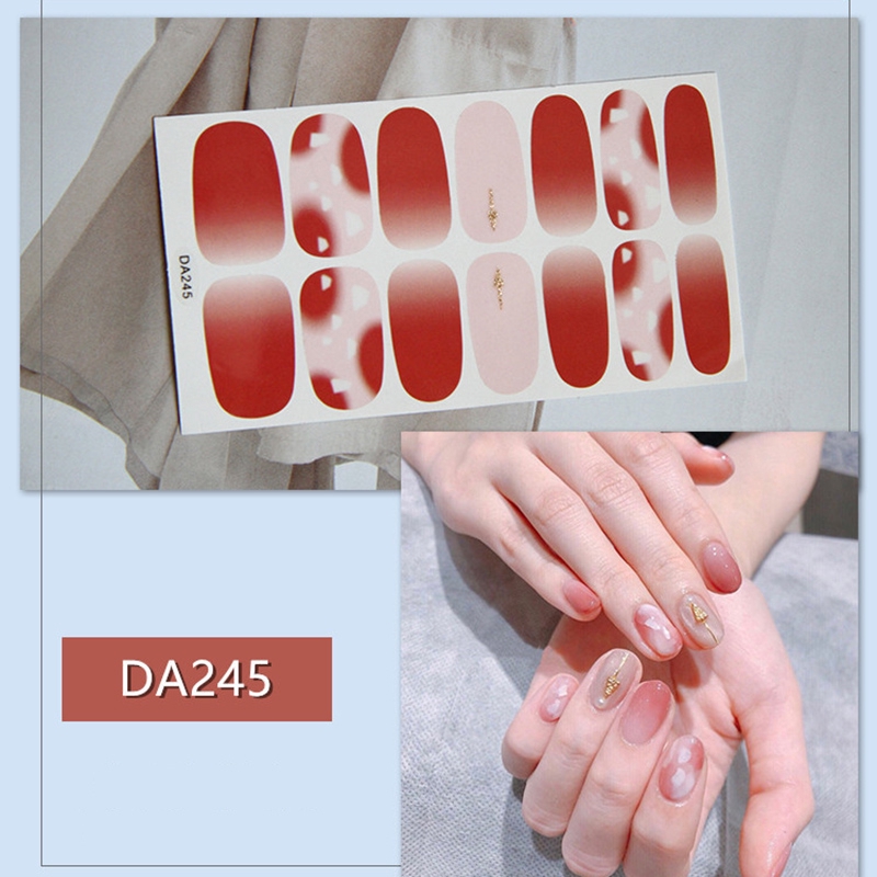 Da241-260 14pcs/lembar Stiker Kuku Palsu 3d Bronzing Untuk Nail Art Diy