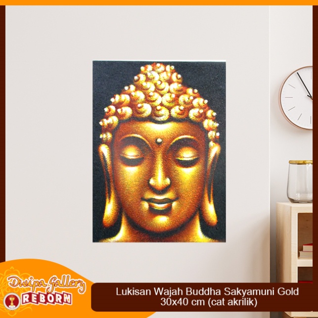 Lukisan / Painting Buddha Face Gold Kanvas 30x40cm