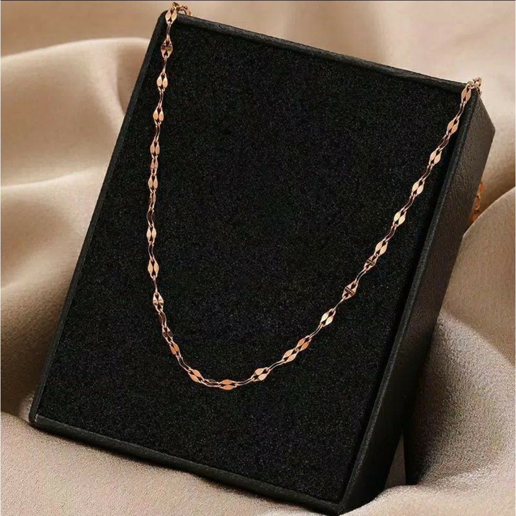 Kalung Titanium Unisex Jenis Rantai Pecah Kopi Warna Rose Gold, Gold dan Silver