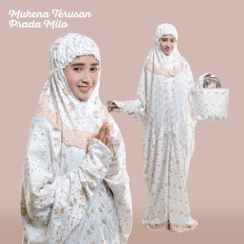 Mukena Terusan Prada /Mukena Terusan Sutra Paris/mukena Lajuran Sutra Paris