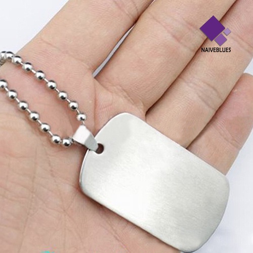 Naiveblue Kalung Rantai 316L Dengan Liontin Dog Tag Persegi Panjang Gaya Punk Untuk Pria / Wanita