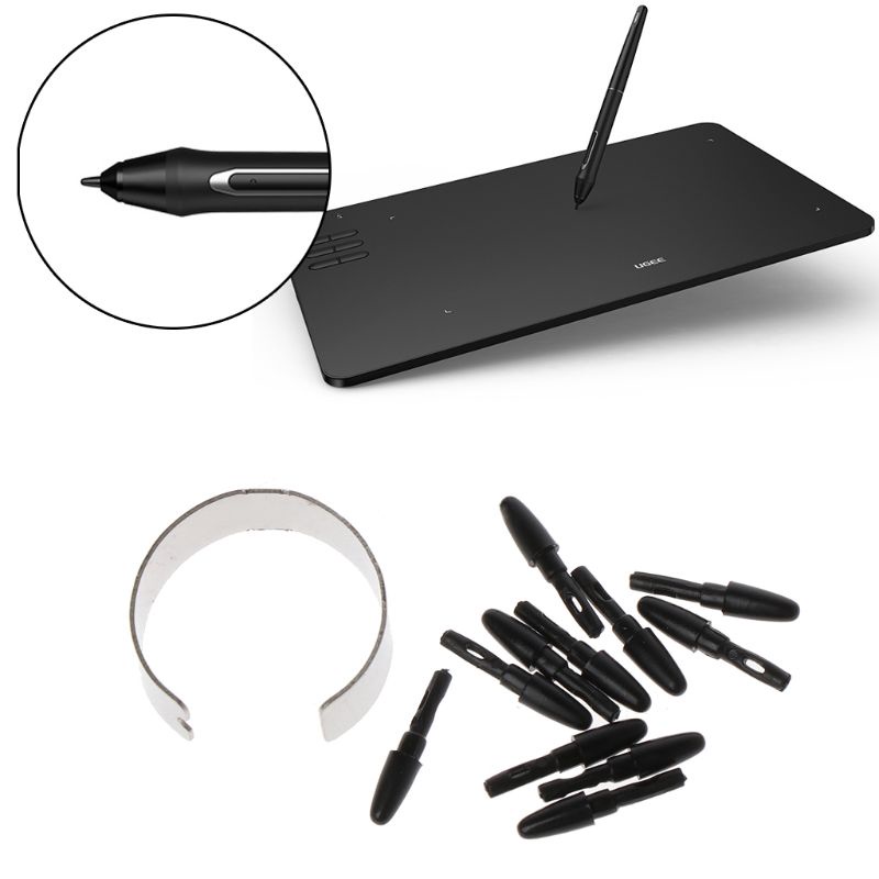 Cre Passive Graphic Drawing Pad Pen Nibs Untuk XP-Pen H640P VEIKK A30 A50 Tablet Stylus Digital Pen Tips, 10-Pack - Black