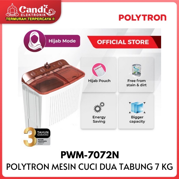 Jual POLYTRON Mesin Cuci Dua Tabung PWM-7072N Kapasitas 7 Kg | Shopee ...