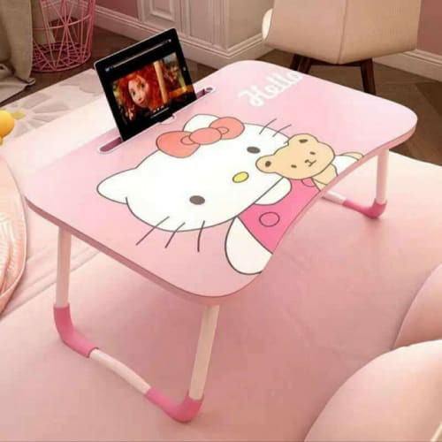 VERSI DUS MEJA LIPAT BELAJAR MEJA LAPTOP KOMPUTER KARAKTER PORTABLE ON - hello kitty