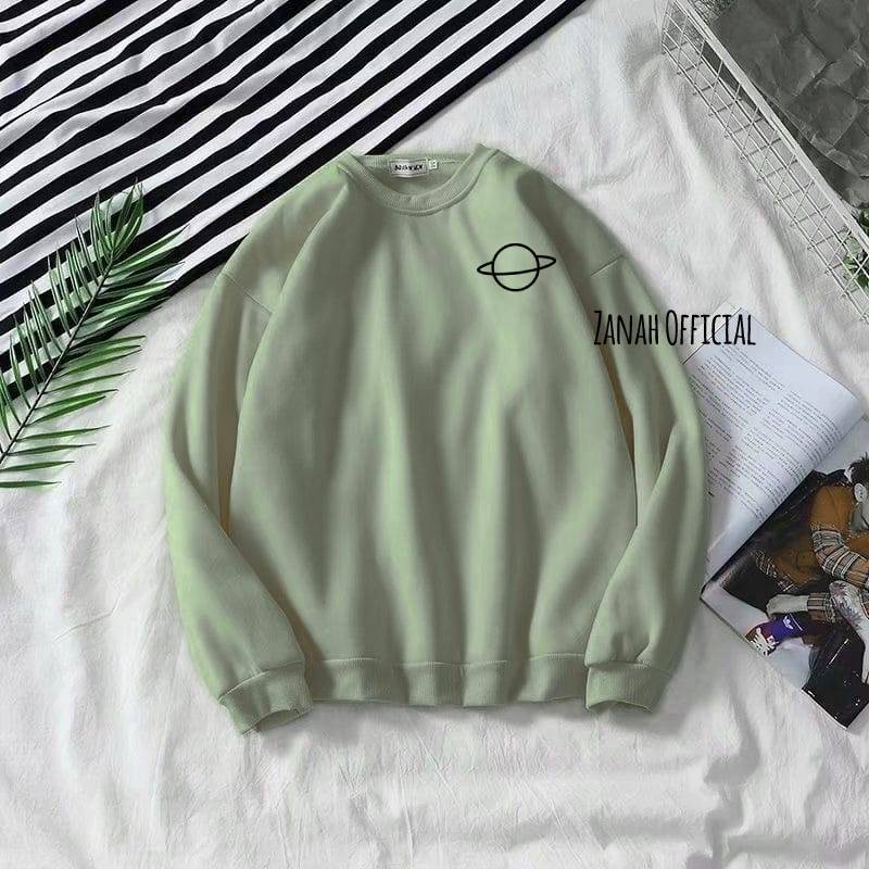 Crewneck cewek cowok Sweatshirt Planet Saturnus Mini Ukuran Dewasa  Anak Tanggung