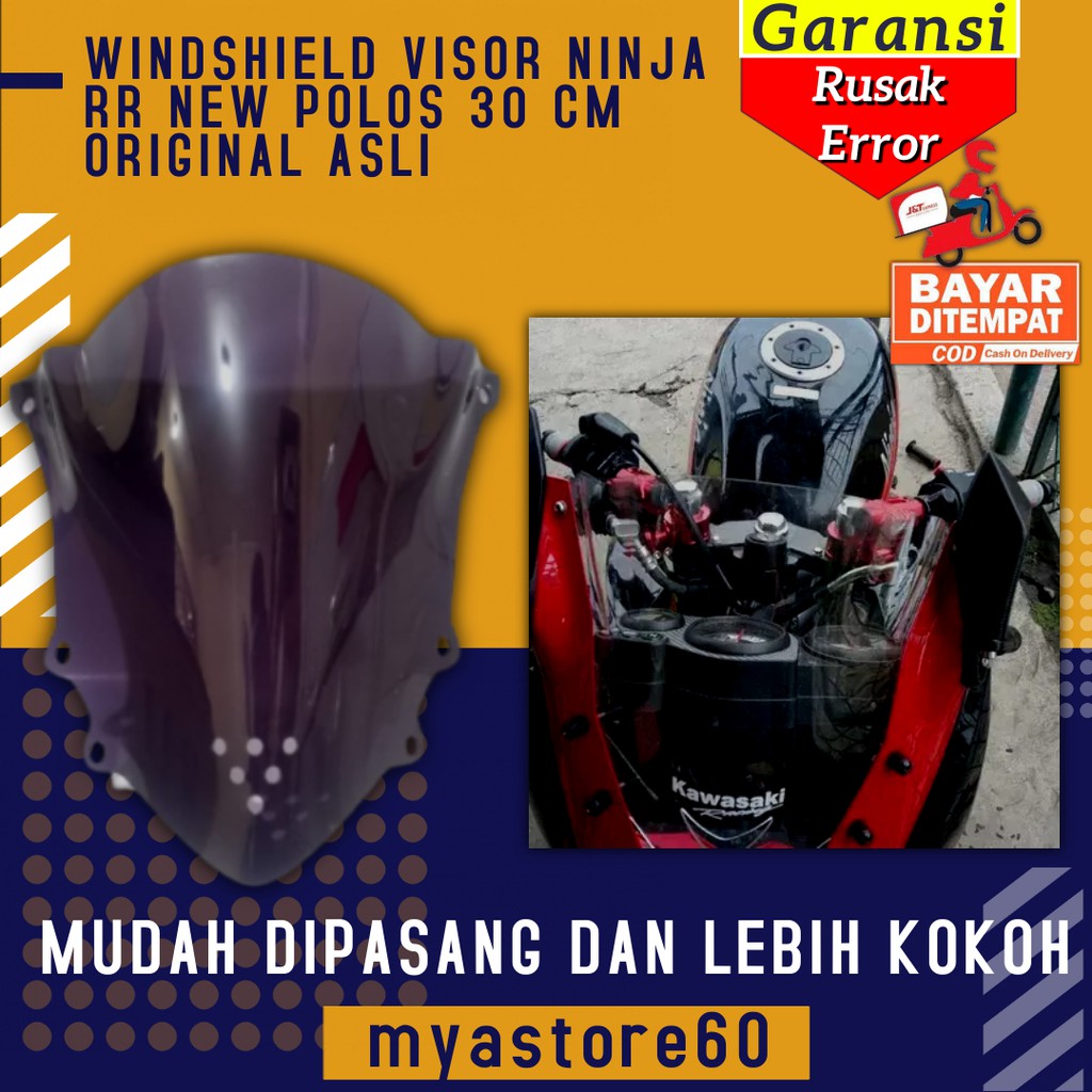 WINDSHIELD TAMENG ANGIN COVER VISOR MOTOR KAWASAKI NINJA RR NEW POLOS BENING 30 CM ORIGINAL ASLI