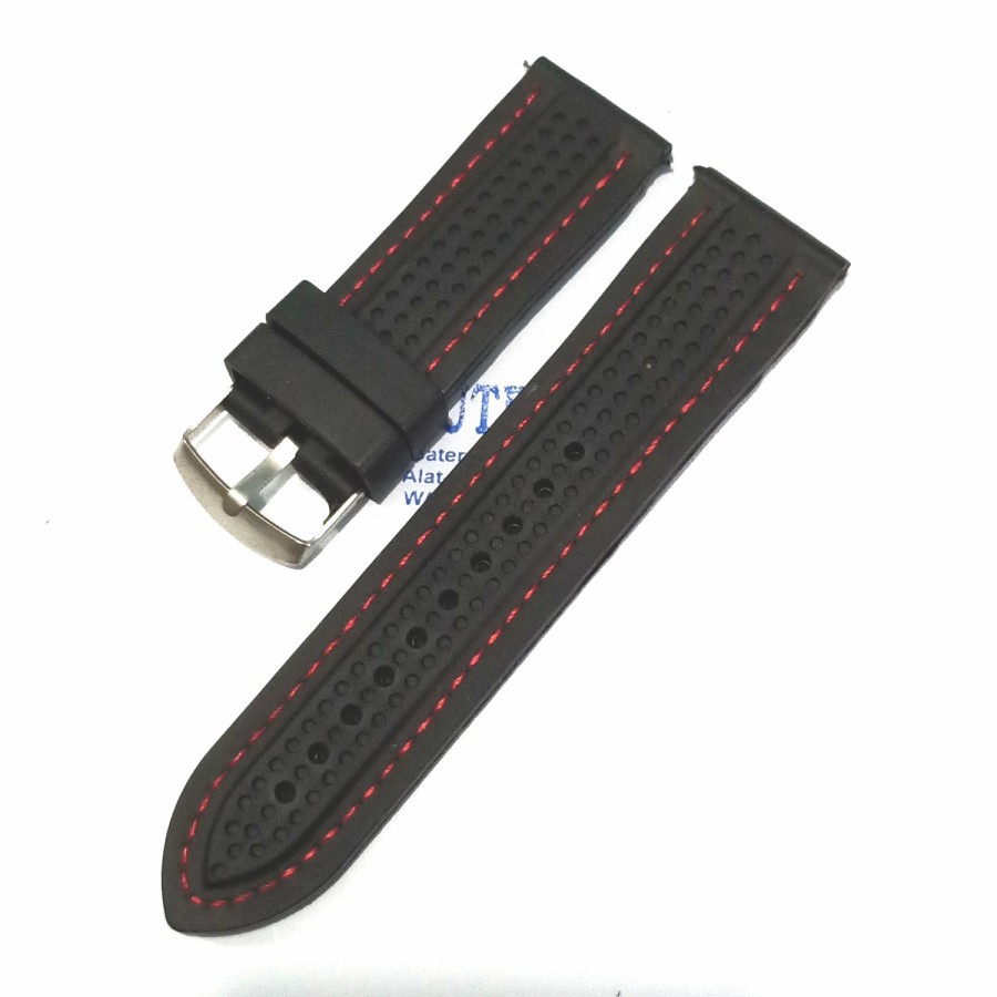 strap jam tangan karet motif 26 mm tali jam tangan karet jait putih mtif karet jaitan merah motif 26mm strap jam tangan karet original  murah harga grosir strap jam tangan