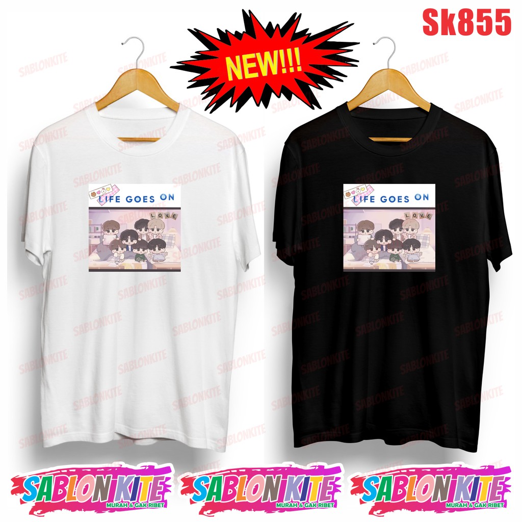 MURAH!!! KAOS KPOP KARTUN LIFE GOES ON SK855 UNISEX ADA 6 WARNA COMBED 30S