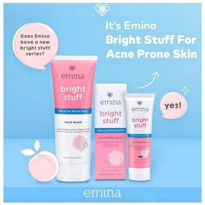 Skinhouseid Emina Bright Stuff Series Skincare Kecantikan Premium (Facial Wash Loose Powder Toner) BPOM