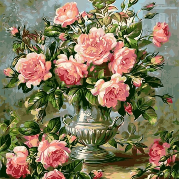 

PAINT BY NUMBER 50x40 MELUKIS SENDIRI NUMBERS- BUNGA MAWAR PINK 5503