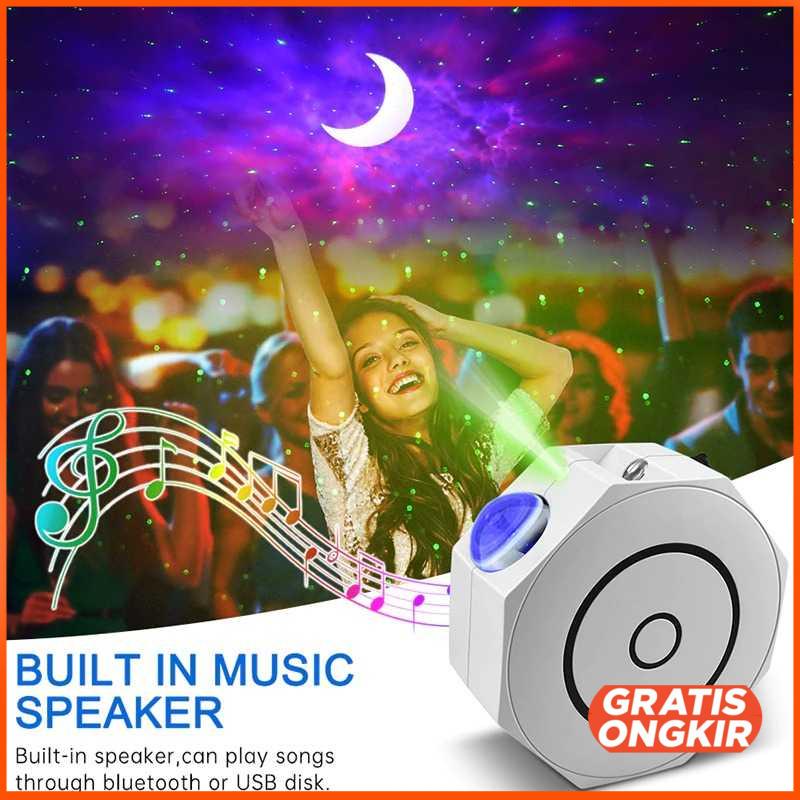 Lampu Proyektor Cahaya Bintang Bluetooth Speaker