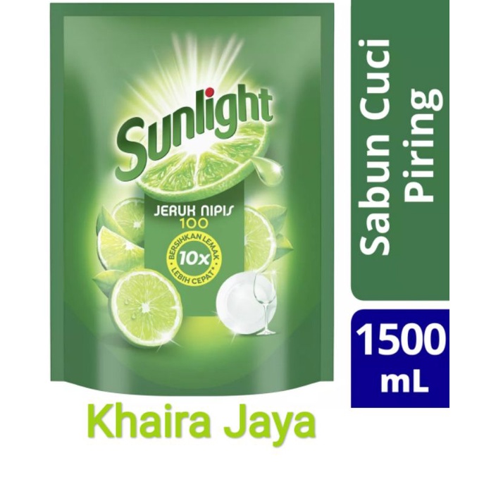SUNLIGHT Lime New Refill 1500ml Sunlight Jeruk Nipis 1500 ML Pencuci Piring Sunlight 1.5 Liter