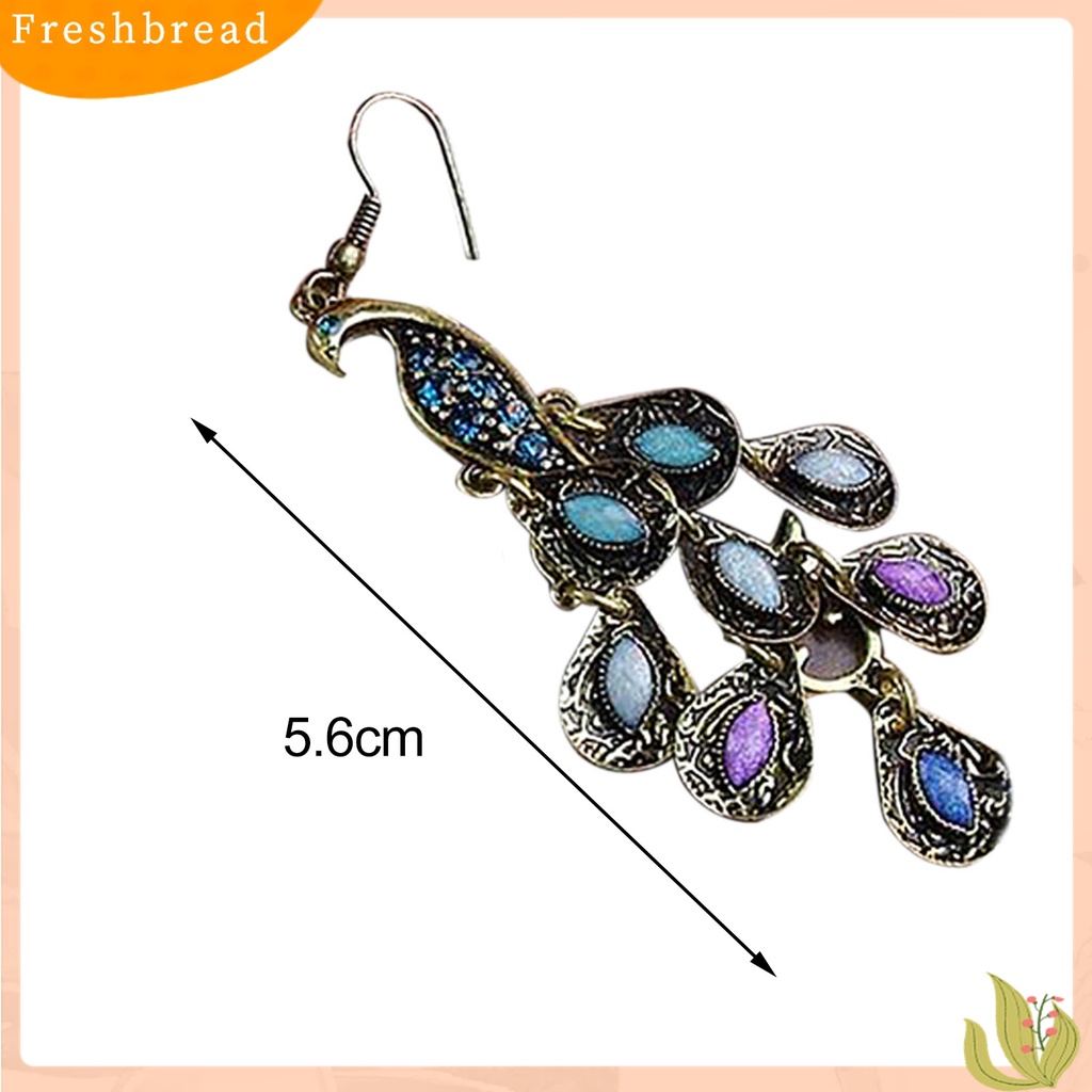 [Fresh] 1 Pasang Anting Kait Vintage Motif Burung Merak Bohemia untuk Wanita