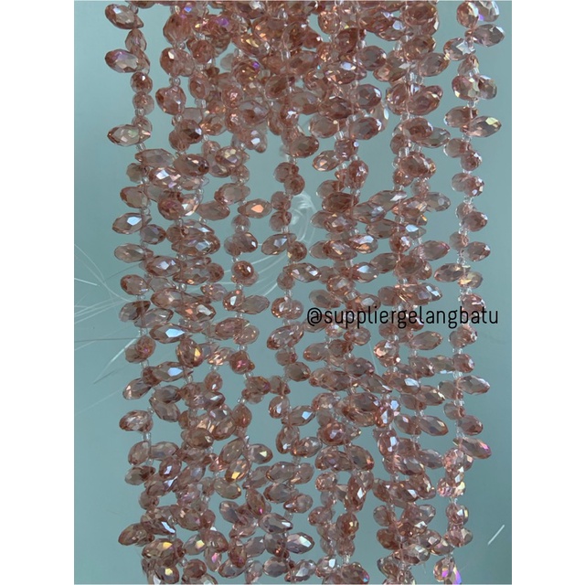 KRISTAL CEKO TETES AIR MATA 6MM SALEM PINK ROSE QUARTZ LUBANG SAMPING