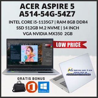 LAPTOP GAMING ACER ASPIRE 5 A514-54G-54Z7 CORE I5 GEN11 RAM 8GB SSD 512GB MX350 2GB 14”