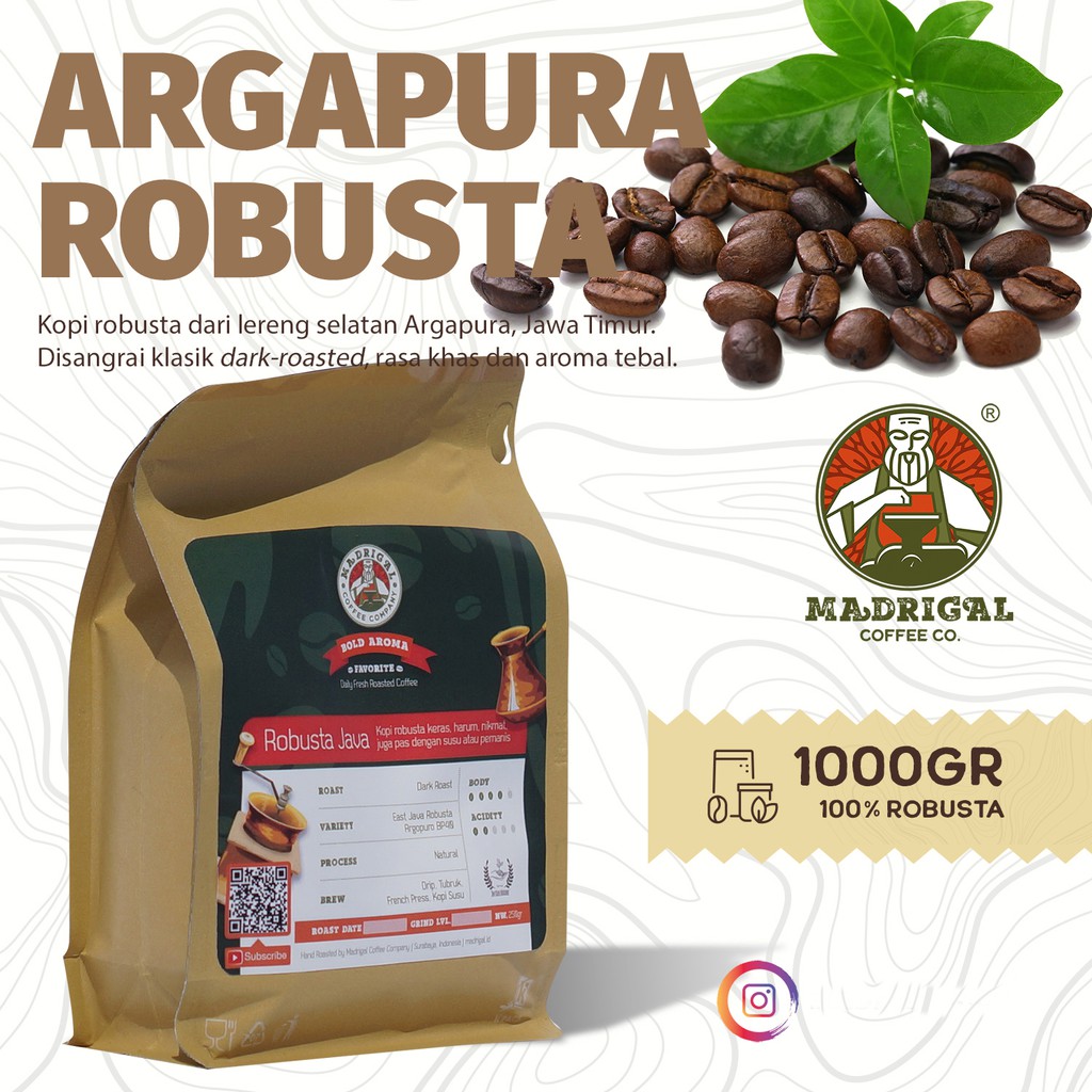 

Robusta Java Argapura Natural Dark Roast 1000gr
