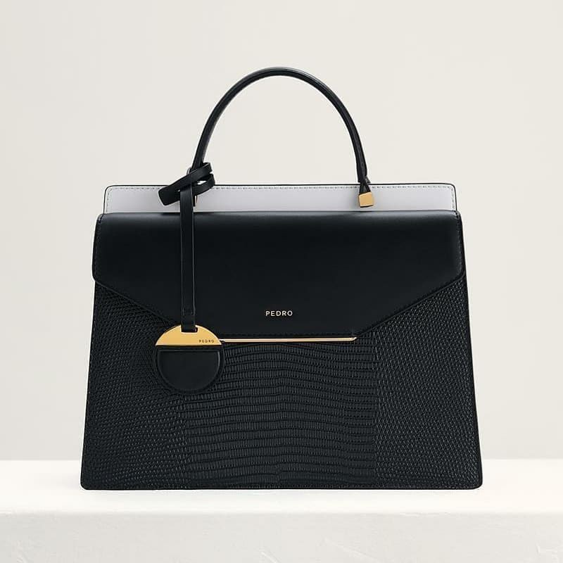 PEDRO Lizard Effect Structured Top Handle Bag ORIGINAL