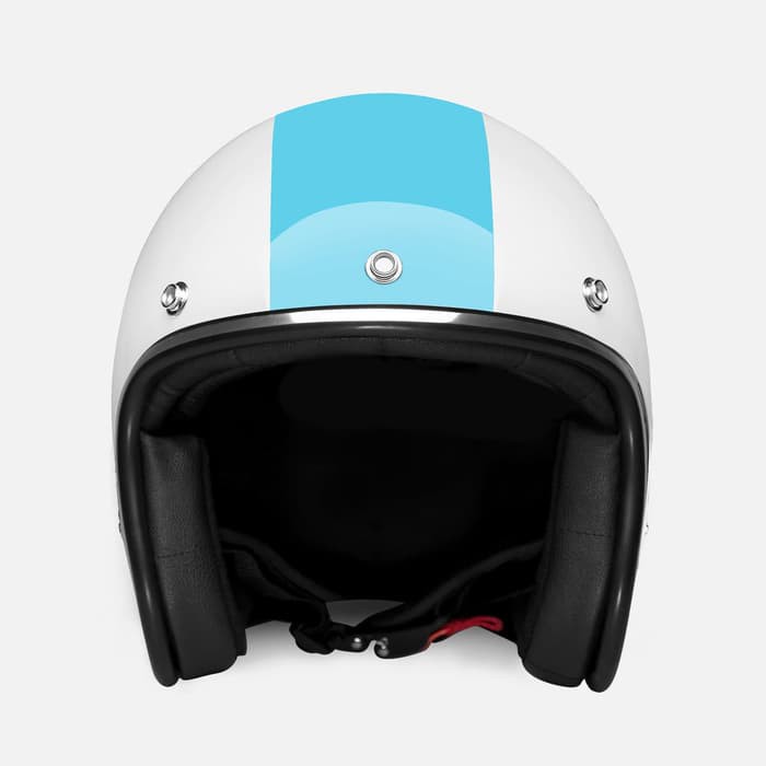 HELM RETRO ZULU VIPER WHITE BLUE CHROME