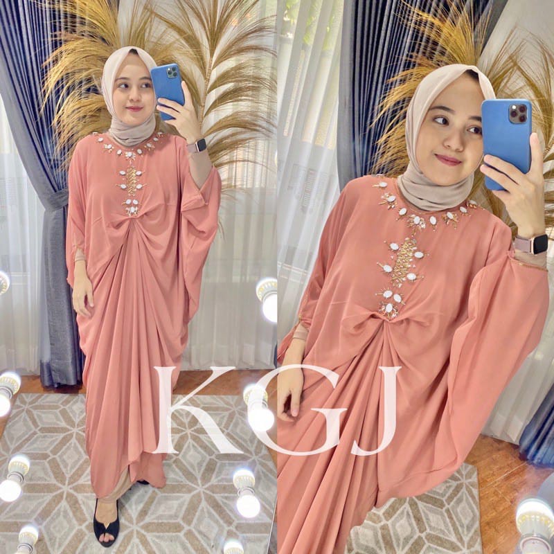 KAFTAN WANITA | KAFTAN PREMIUM | KAFTAN MODERN | KAFTAN RAISA PAYET SWAROSKI PREMIUM REALPICT