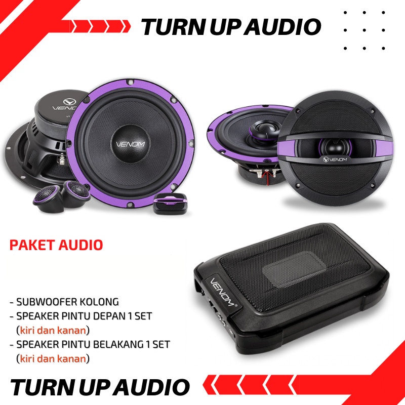 Paket audio mobil Venom sub kolong VX8.2A speaker venom vertigo vt6
