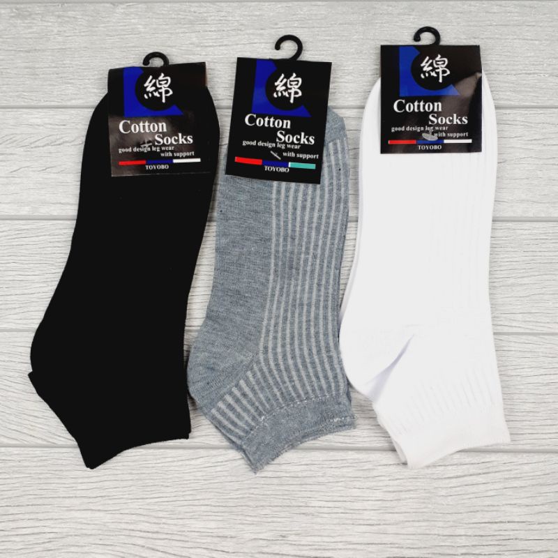 Kaos Kaki Cotton Socks Pendek Pria Wanita Dewasa Polos Colorful Mata Kaki Katun Sekolah Kantor Kuliah Kerja Hitam Putih Abu