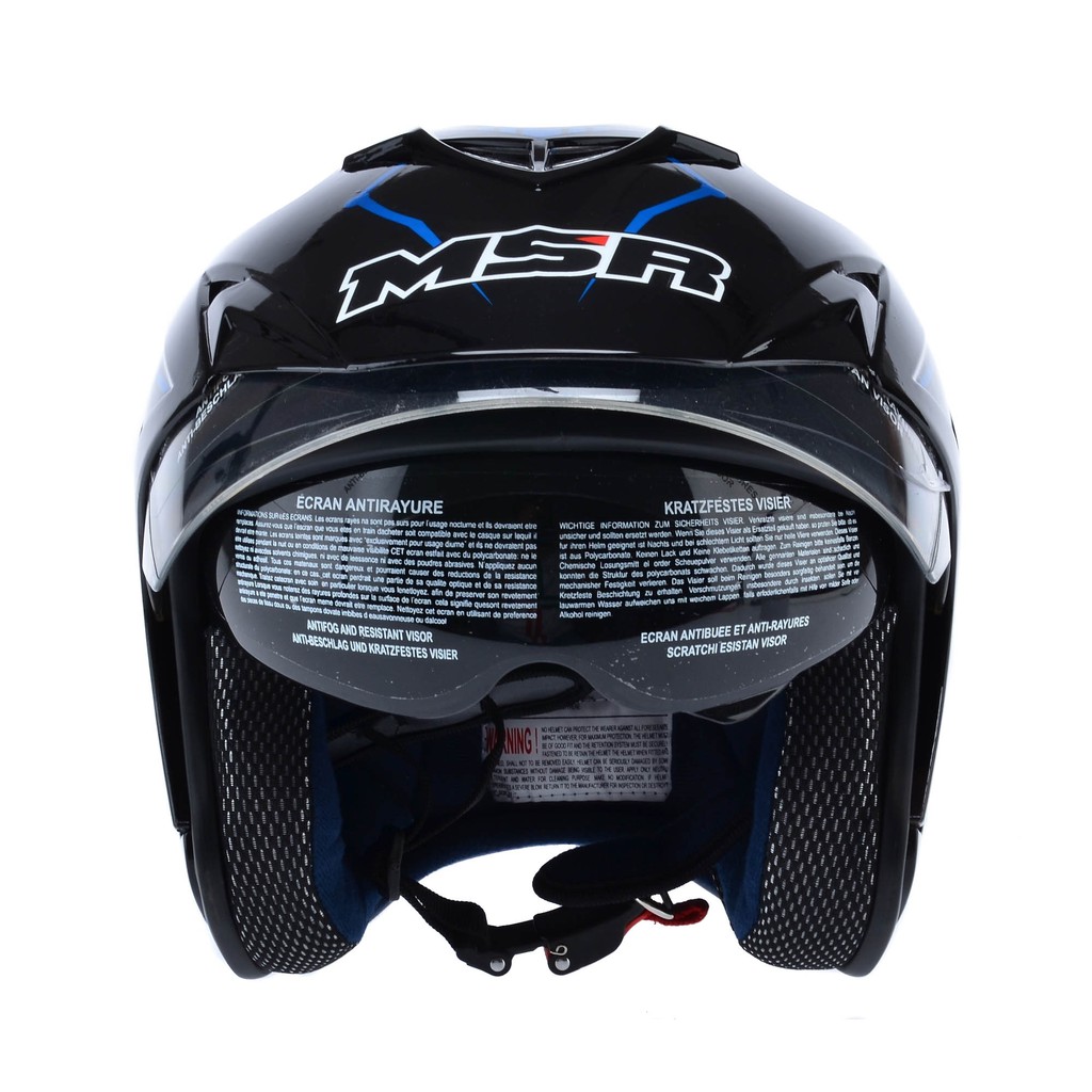 [Helm Dewasa] MSR Helmet Impressive - Protect - Hitam Biru + Promo Gratis Jaring Helm