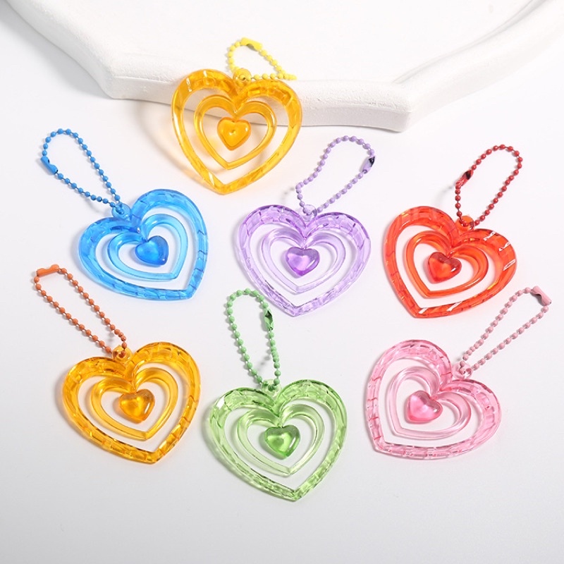 Retro Love Keyring y2k heart beam for accesories kolbuk card holder etc  gantungan love gantungan bentuk heart gantungan kpop