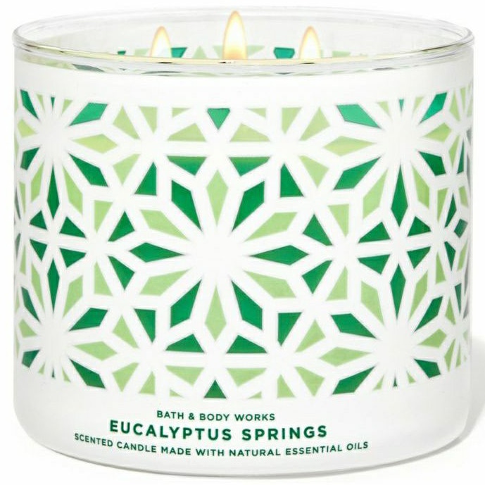 BATH &amp; BODY WORKS BBW EUCALYPTUS SPRINGS 3-WICK SCENTED CANDLE 411 G LILIN WANGI 3 SUMBU UKURAN BESAR PENGHARUM RUANGAN