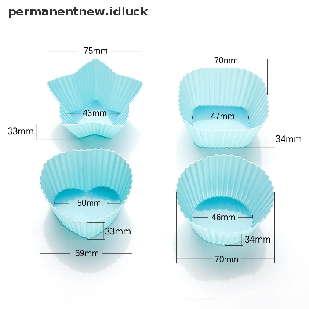 4pcs / Set Cetakan Kue Muffin Mini Bentuk Kotak Pentagonal Bulat Hati Bahan Silikon