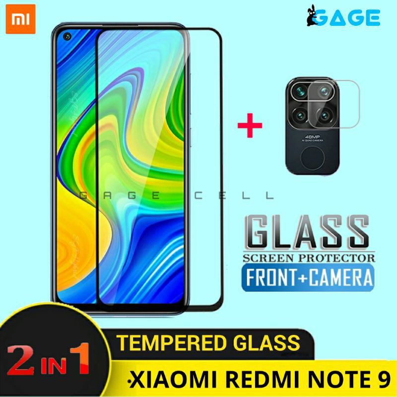 2IN1 - Tempered Glass Full Layar Kamera  Redmi Note 9 TG Antigores Screen Guard Protector Premium