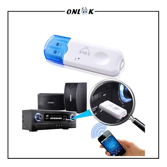 USB Bluetooth Audio Receiver With Mic / Dongle Wireless HP Ke Speaker Aktif Music Non Kabel