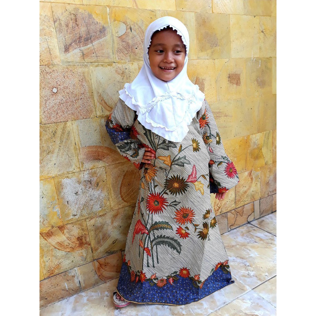 JAVA GA003 gamis anak batik katun halus couplee pekalongan grosir murah motif bunga