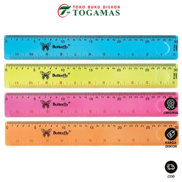 

READY STOCK !! PENGGARIS 30 CM BUTTERFLY BRAND PLASTIK WARNA