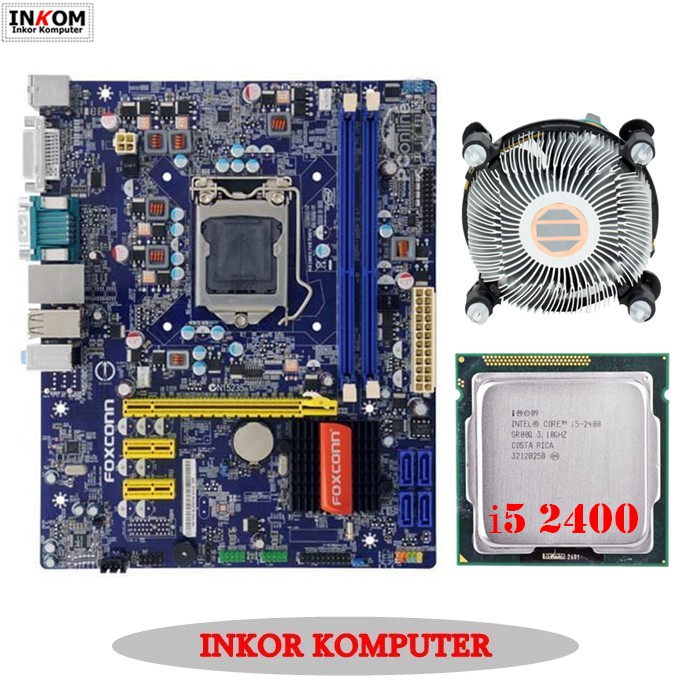 Motherboard Mainboard Mobo LGA 1155 H61 Foxconn + Core i5 2400 + Fan