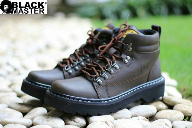 Sepatu Boots Safety Pria Black Master kulit Casual Kerja Touring Biker Formal Pria Underground