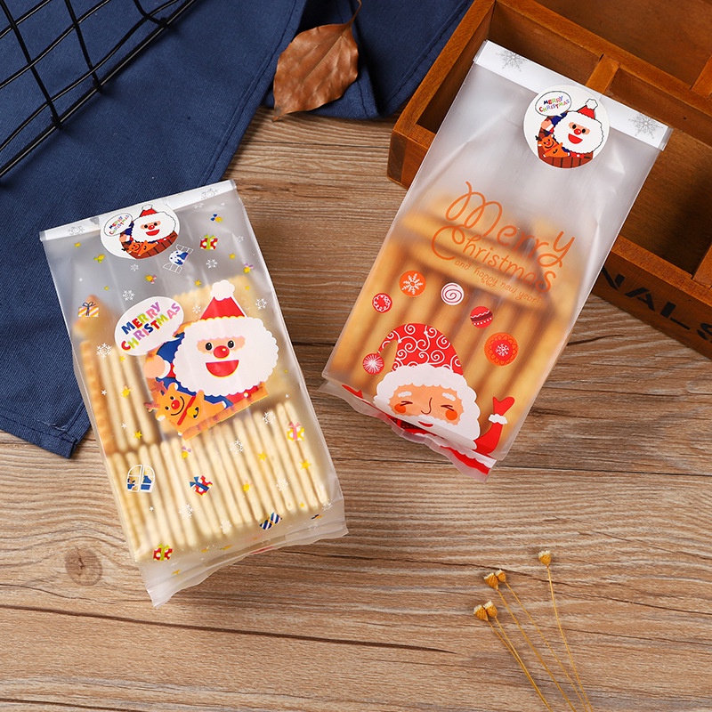 Cute Snowmen Santa Claus Xmas Tree Style Gift Bags/ Christmas Cookie Candy Biscuit Packaging Bag