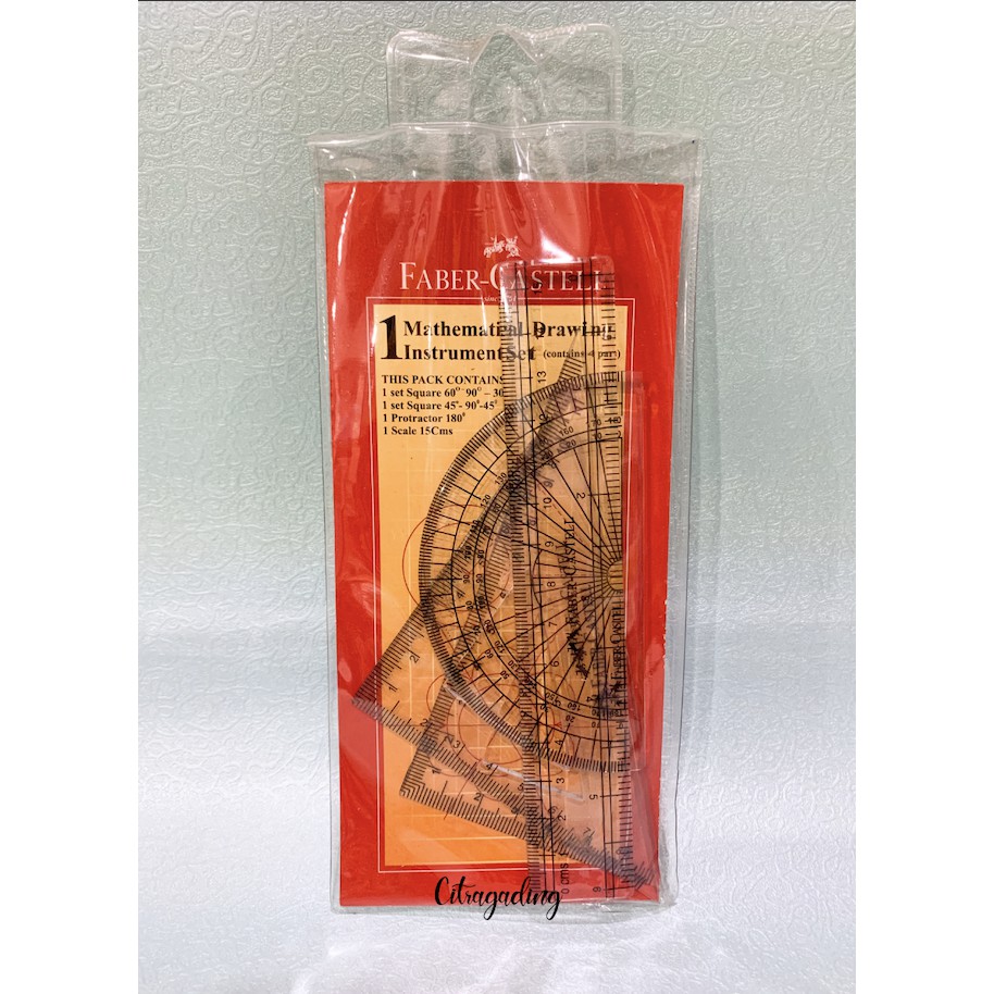 

PENGGARIS SET FABER CASTELL 15CM ISI 4 BUSUR PENGGARIS SEGITIGA MAT DESIGN RULER GROSIR MURAH LUSIN