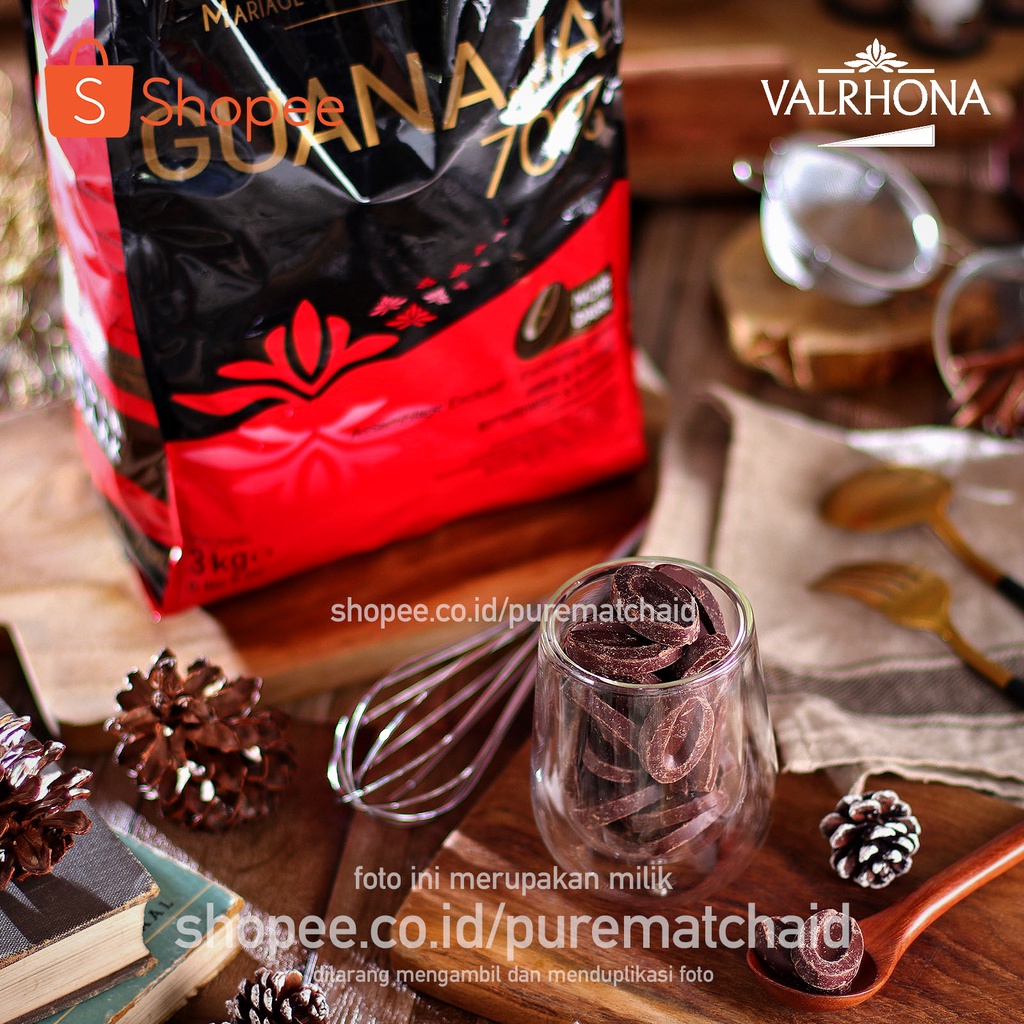 

Valrhona Guanaja 70% Dark Chocolate 250gr Couverture Coklat Coin Pahit