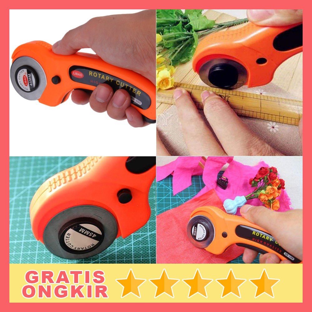 

Cutter Rotary Roller Blade - Pisau Putar / Alat Potong Memotong Kertas Kain Bahan DLL - Pisau Kater Cuter Rol Garis Pemotong - Orange