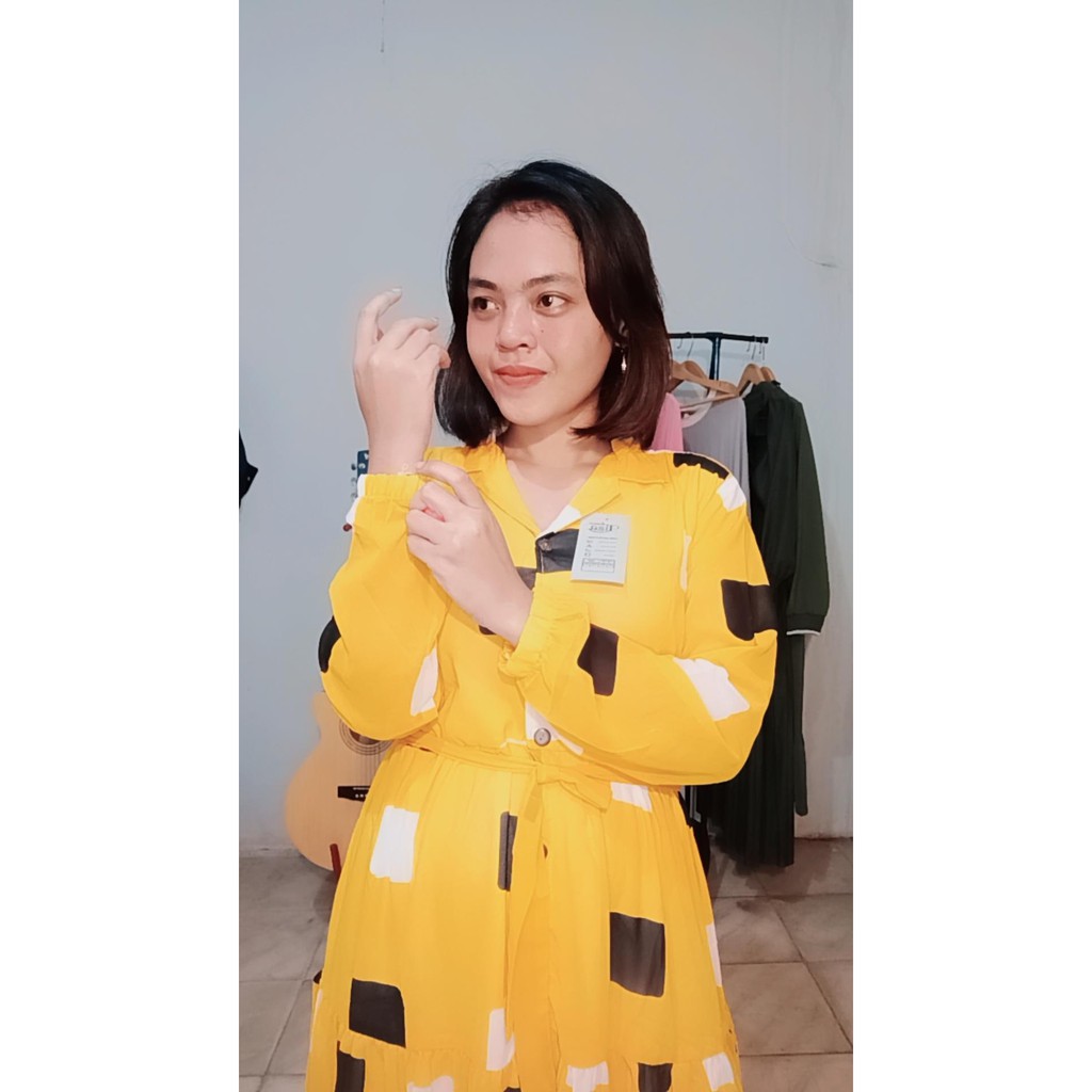 Atasan Andin Lengan Panjang Tunik Sifon Motif Bunga