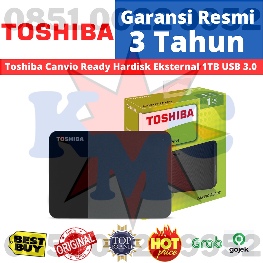 Toshiba Harddisk external HDD 1TB Canvio Ready Hard Disk 1 TB USB 3.0 RESMI