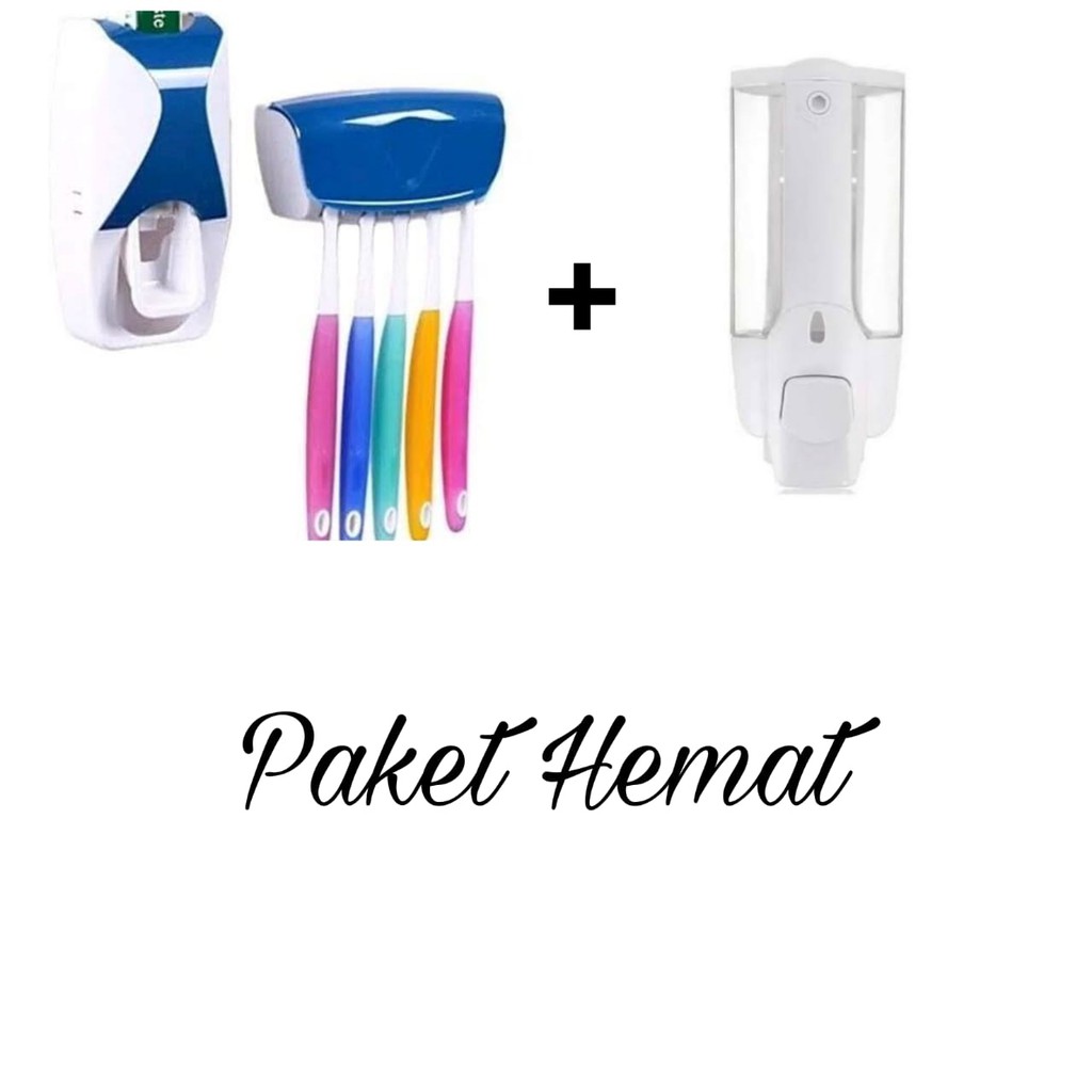 [PKM01] PAKET Dispenser Odol Tempat Sikat Gigi + Dispenser Sabun Cair Single