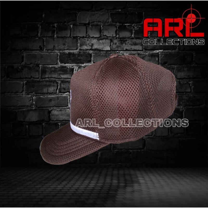 topi jaring satpam security coklat terbaru lis putih/topi jala double mes satpam