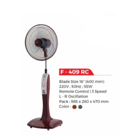 MASPION Kipas Angin Stand Fan 16&quot; Remote F 409 RC - Garansi Resmi 1 Tahun